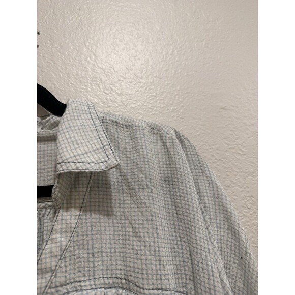 Free People Top Medium Picnic Plaid Oversized Dolman Sleeve Button Down  Blue - Picture 5 of 5